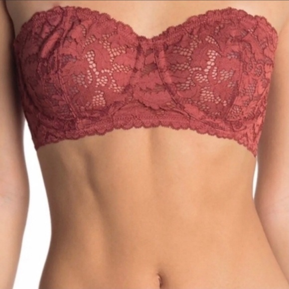 FREE PEOPLE Lace Bra Love Letters Convertible Straps Strapless Halter Red NWT - Picture 15 of 15